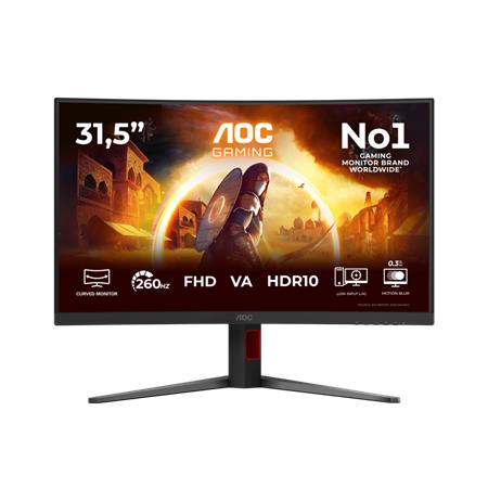 AOC LCD herní C32G4Z 31,5" zakřivený VA/1920x1080@260Hz/0,3ms/300cd/2xHDMI/DP/Pivot/HAS/VESA