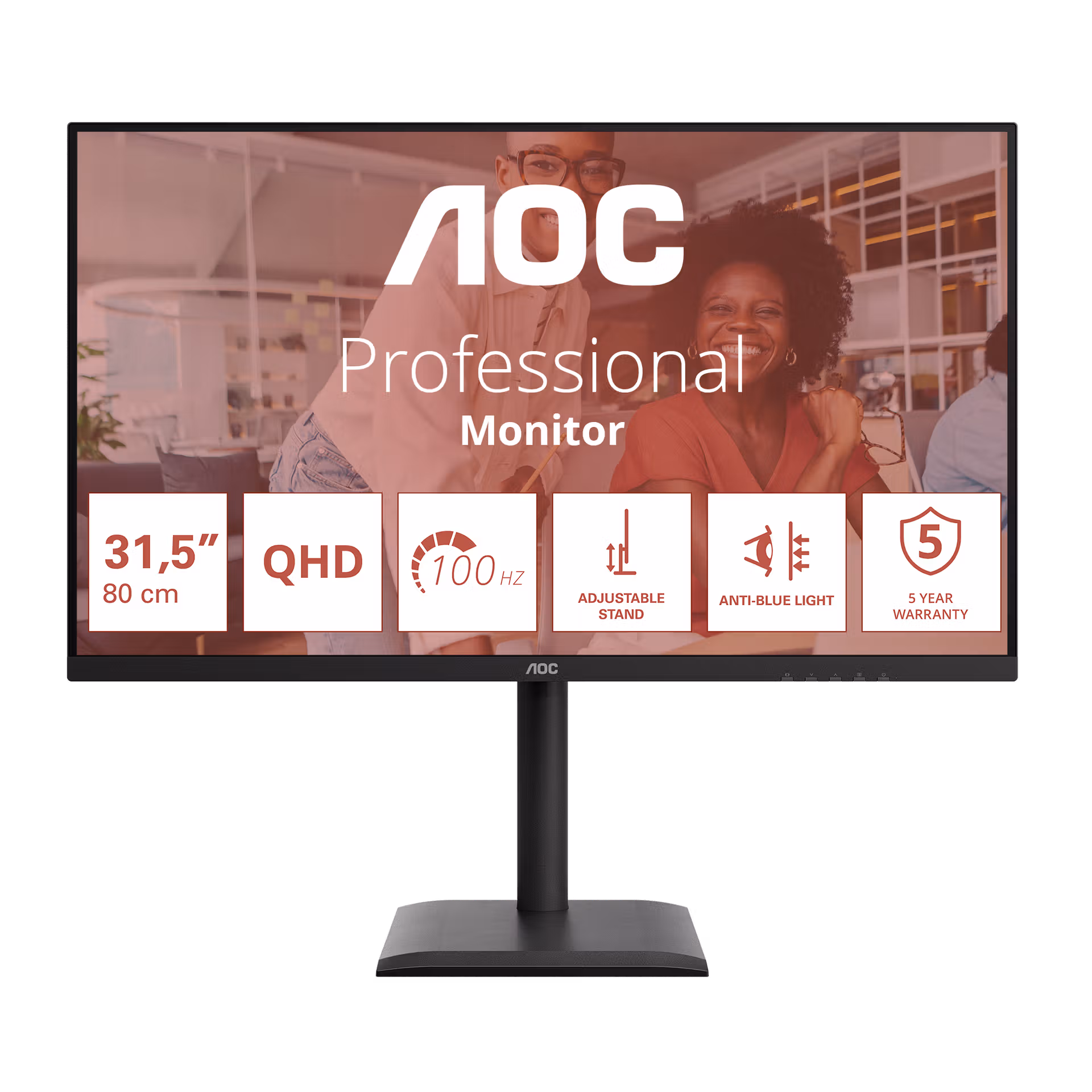AOC LCD Q32E4U 31,5" IPS/2560x1440@100Hz/4ms/350cd/2xHDMI/DP/4xUSB/Repro/Pivot/HAS/VESA