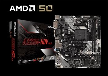 ASROCK MB A320M-HDV R4.0 (AM4, amd A320, 2xDDR4, PCIE, 4xSATA3 + M.2, USB3.1, VGA+DVI+HDMI, 7.1, GLAN, mATX)