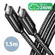 AXAGON BUCM2-CM15AB, CHARGE kabel USB-C <-> USB-C, 1,5m, Hi-Speed USB, PD 240W 5A, ALU, oplet, černý