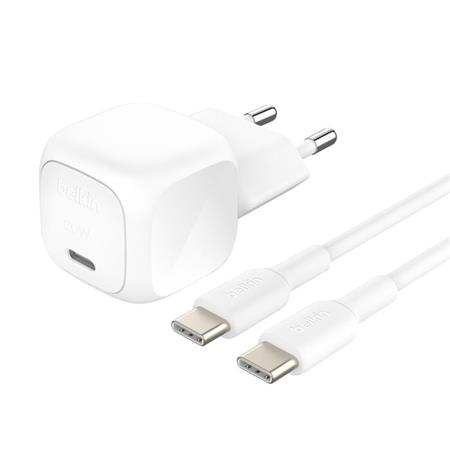 Belkin BOOST CHARGE™ 20W USB-C Power Delivery PPS nástěnná nabíječka + 1m USB-C na USB-C kabel, bílá