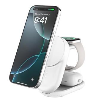 Belkin UltraCharge™ Qi2 25W 3v1 Magnetická nabíječka pro iPhone/Apple Watch/AirPods, bílá