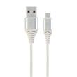 CABLEXPERT Kabel USB 2.0 AM na MicroUSB (AM/BM), 2m, opletený, bílo-stříbrný, blister, PREMIUM QUALITY