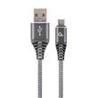 CABLEXPERT Kabel USB 2.0 AM na Type-C kabel (AM/CM), 1m, opletený, šedo-bílý, blister, PREMIUM QUALITY
