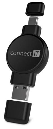 CONNECT IT WatchTravelCharge bezdrátová nabíječka Qi (Apple,Samsung) USB-A/USB-C, ČERNÁ