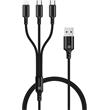 CONNECT IT Wirez 3in1 2x USB-C & 1x Lightning, 12 W, 1,2 m, ČERNÝ