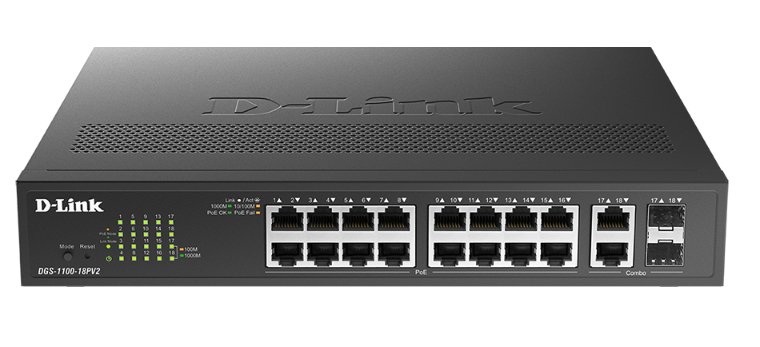 D-Link 18-Port Gigabit PoE Easy Smart Switch, DGS-1100-18PV2