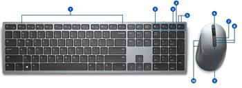 Dell Premier Multi-Device bezdrátová klávesnice a myš - KM7321W - GER
