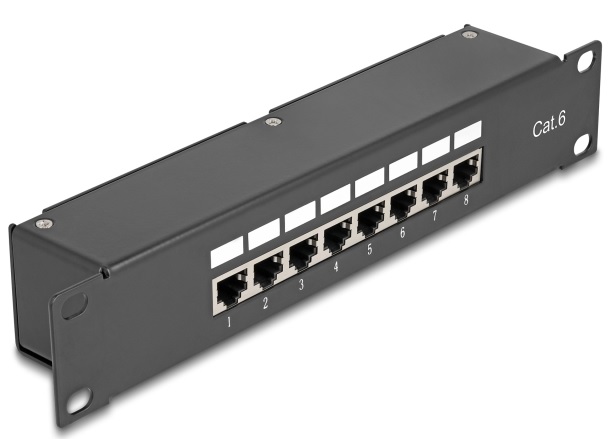 Delock 10” Propojovací patch panel, 8 portový, Cat.6