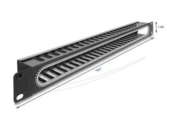 Delock 19” Routing panel k vedení kabelů, s otvorem a ochranou okraje, 1U, černý