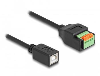 Delock Adaptér kabelu ze zásuvkového konektoru USB 2.0 Typu-B (samice) na svorkovnici, s tlačítkem, 15 cm