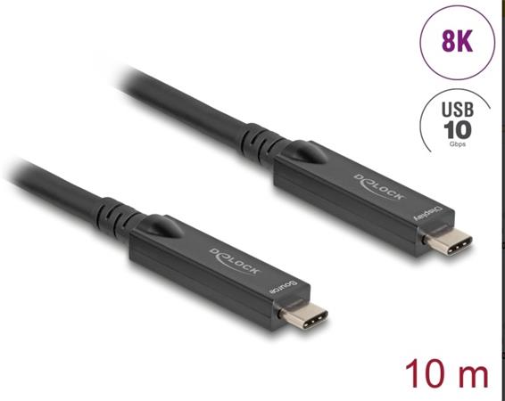 Delock Aktivní optický kabel USB-C™ 8K Video + Data + PD, délka 10 m