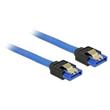 Delock Cable SATA 6 Gb/s receptacle straight > SATA receptacle straight 70 cm blue with gold clips