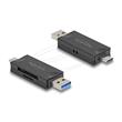 Delock Čtečka karet USB 5 Gbps, USB Type-C™ / Typ-A na paměťové karty SD a Micro SD černá
