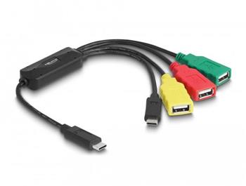 Delock Čtyřportový kabelový Hub USB 2.0 s rozhraním USB Type-C™ na 3 x USB-A samice + 1 x USB-C™ samec