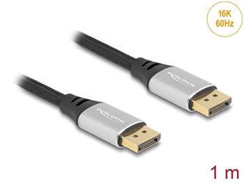 Delock DisplayPort kabel 16K 60 Hz 1 m stříbrný kovový