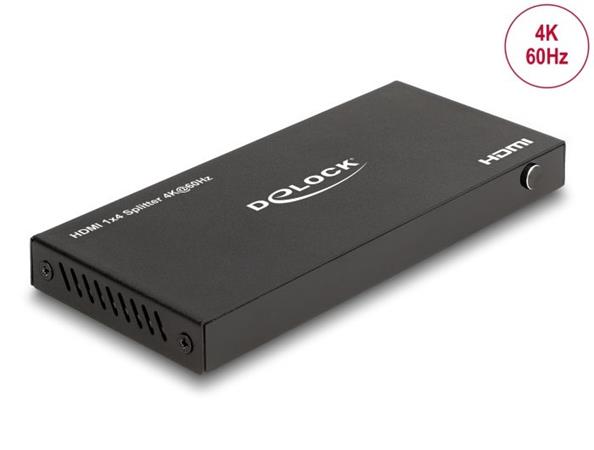 Delock HDMI Splitter 1 x vstupní HDMI na 4 x výstupní HDMI 4K 60 Hz, se zařízením na snížení měřítka