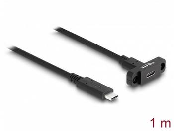 Delock Kabel SuperSpeed USB 10 Gbps (USB 3.2 Gen 2) ze zástrčky USB Type-C™ na zásuvku, 1 m panelová montáž, černý