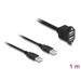 Delock Kabel USB 2.0, 2 x USB Typ-A zástrčky na 2 x USB Typ-A zásuvku, se šrouby, k vestavění, 1 m, černý
