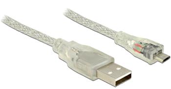 Delock Kabel USB 2.0 Typ-A samec > USB 2.0 Micro-B samec 5m transparentní