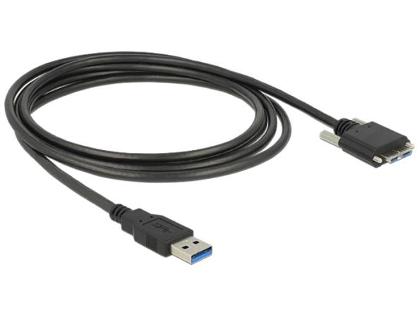 Delock kabel USB 3.0 typ A samec > USB 3.0 typ Micro-B samec se šroubky 2m