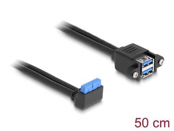 Delock Kabel USB 5 Gbps ze zásuvkového pinového konektoru, na 2 x zásuvky rozhraní USB 5 Gbps Typ-A, k vestavění, 50 cm