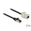 Delock Kabel ze zástrčky RJ45 na zásuvku RJ45 modulu Keystone, Cat.6A, délka 2 m, černý