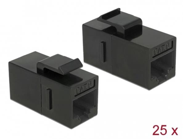 Delock Keystone Modul RJ45 jack > RJ45 jack Cat.6 UTP černý 25 ks