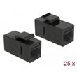 Delock Keystone Modul RJ45 jack > RJ45 jack Cat.6 UTP černý 25 ks