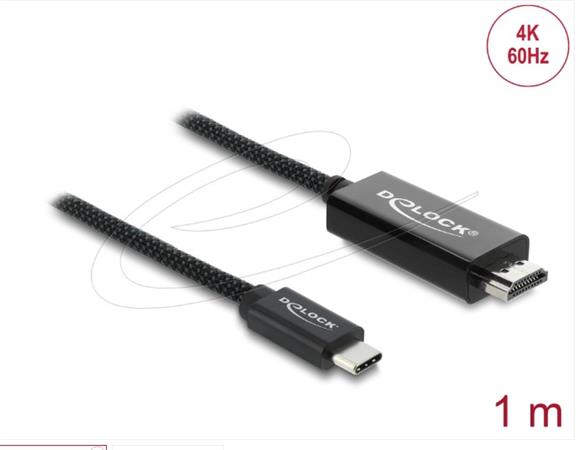 Delock Koaxiální kabel USB Type-C™ na HDMI (DP Alt Mode) 4K 60 Hz s pleteným opláštěním 1 m