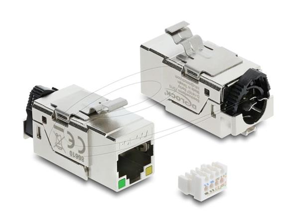 Delock Modul Keystone RJ45, zásuvka Cat.6A, STP, s LED indikací PoE