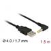 Delock Napájecí kabel USB > DC 4,0 x 1,7 mm male 90° 1,5 m