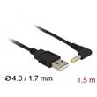 Delock Napájecí kabel USB > DC 4,0 x 1,7 mm male 90° 1,5 m