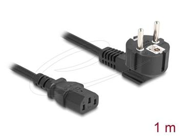 Delock Napájecí šňůra k PC z pravoúhlé zemnicí zástrčky CEE 7/7, 90°, na zásuvku C13, 1 m, 3 x 0,75 mm2, černá