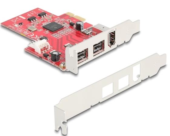 Delock PCI Express x1 Karta na 2 x externí FireWire B + 1 x externí FireWire A - Low Profile