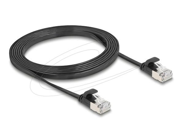 Delock Plochý patch kabel RJ45 zástrčka na zástrčku Cat.6A U/FTP 2 m, černý