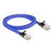 Delock Plochý síťový kabel RJ45, s pleteným opláštěním, Cat.6A, U/FTP, 1 m, modrý