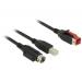 Delock PoweredUSB kabel samec 24 V > USB Typ-B samec + Hosiden Mini-DIN 3 pin samec 1 m pro POS tiskárny a terminály