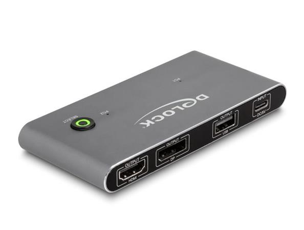 Delock Přepínač KVM z USB-C™ na HDMI a DisplayPort 8K MST s USB 2.0