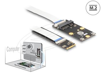 Delock Převodník M.2 Key B+M samec na 1 x Mini PCIe Slot half size / full size s flexibilním kabelem