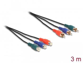 Delock Prodlužovací kabel RCA RGB ze 3 x zástrček na 3 x zásuvky, délky 3 m