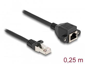 Delock Prodlužovací kabel RJ50 ze zástrčky na zásuvku, S/FTP, 0,25 m, černý