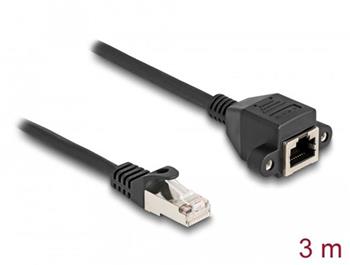 Delock Prodlužovací kabel RJ50 ze zástrčky na zásuvku, S/FTP, 3 m, černý