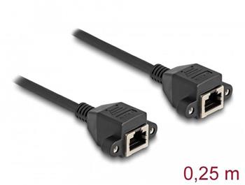 Delock Prodlužovací kabel RJ50 ze zásuvky na zásuvku, S/FTP, 0,25 m, černý