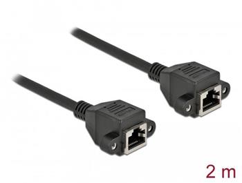 Delock Prodlužovací síťový kabel, ze zásuvky S/FTP RJ45 na zástrčku RJ45, Cat.6A, délka 2 m, černý