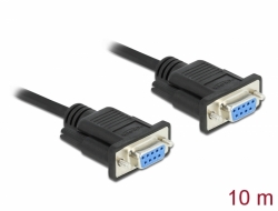 Delock Sériový kabel rozhraní RS-232 Sub-D9, ze zásuvkového na zásuvkový, délky 10 m, null modem