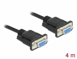 Delock Sériový kabel rozhraní RS-232 Sub-D9, ze zásuvkového na zásuvkový, délky 4 m, null modem