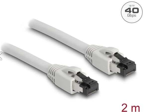 Delock Síťový kabel RJ45 Cat.8.1 S/FTP, délky 2 m, šedá