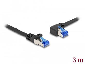 Delock Síťový kabel rozhraní RJ45 Cat.6A, S/FTP, přímý / levý pravoúhlý, 3 m, černý