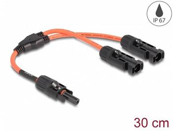 Delock Solární splitter kabel DL4, ze 1 x zástrčkový na 2 x zásuvkového, 30 cm, červená